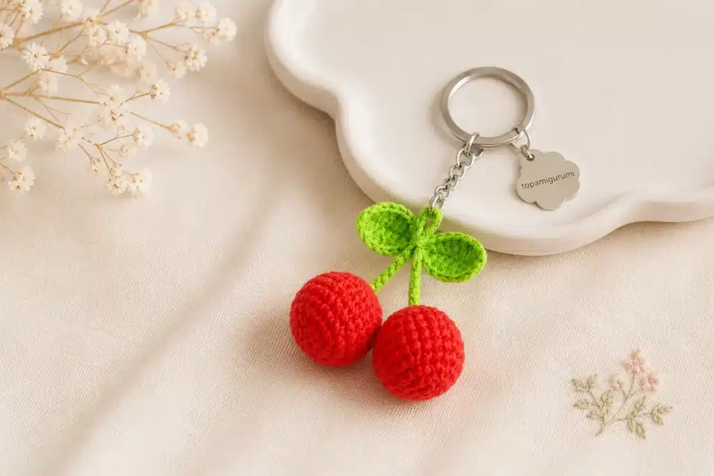 Cherry Keychain Crochet Pattern - featured image