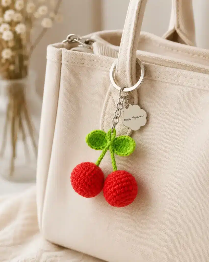Cherry Keychain Crochet Pattern crochet project crochet project detail 2