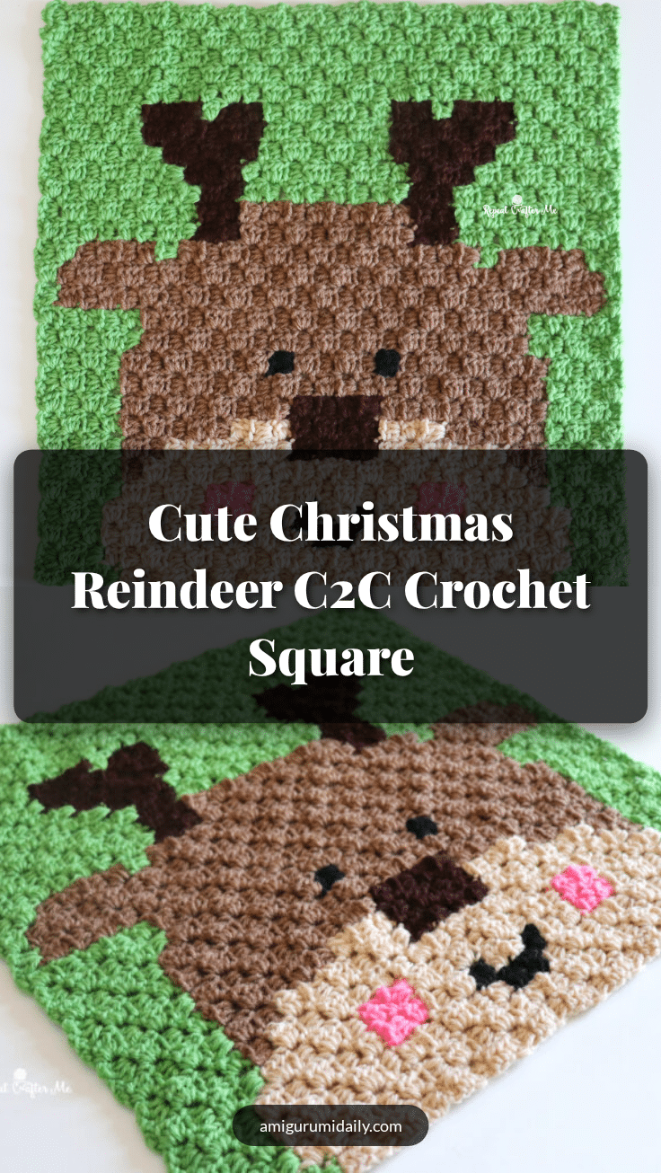 christmas reindeer c2c crochet square crochet pattern