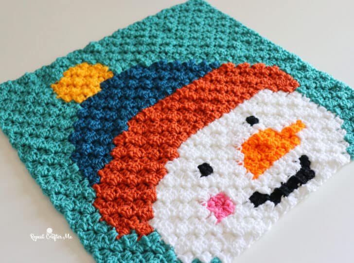 Christmas Snowman C2C Crochet Square crochet project crochet project detail 1