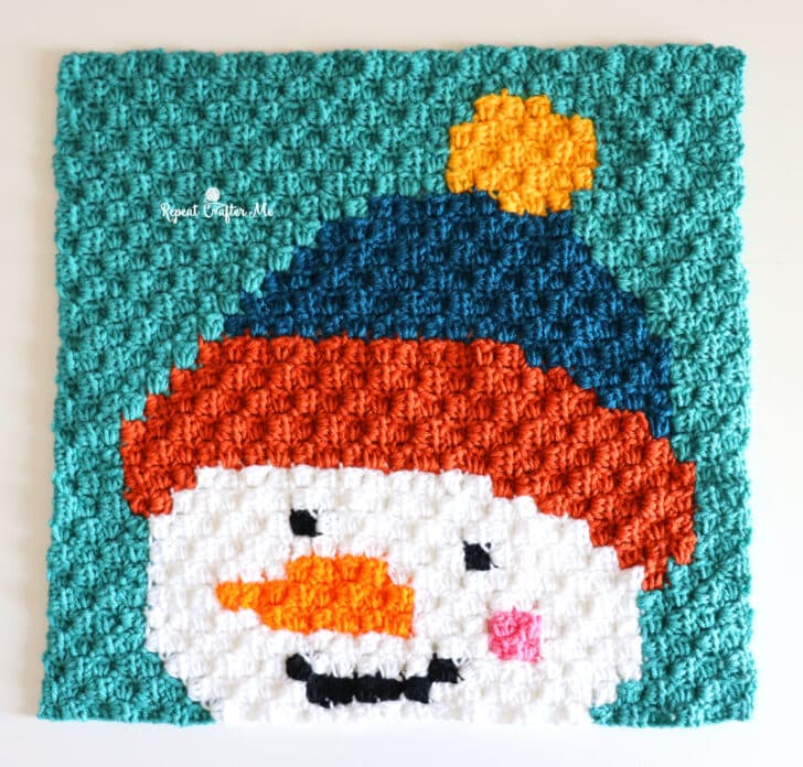 Christmas Snowman C2C Crochet Square crochet project crochet project detail 2