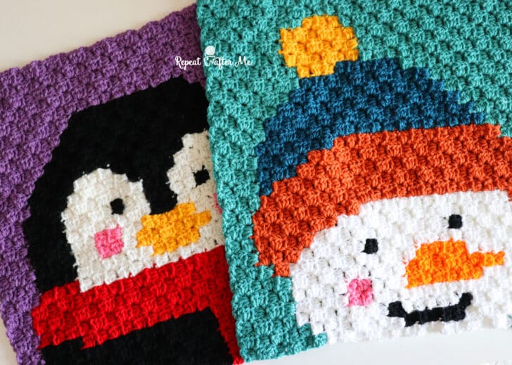 Christmas Snowman C2C Crochet Square crochet project crochet project detail 3