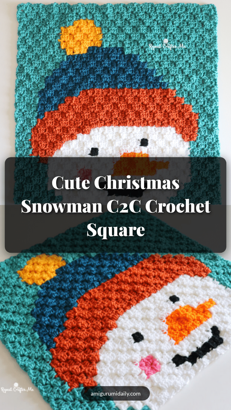 Christmas Snowman C2C Crochet Square crochet pattern