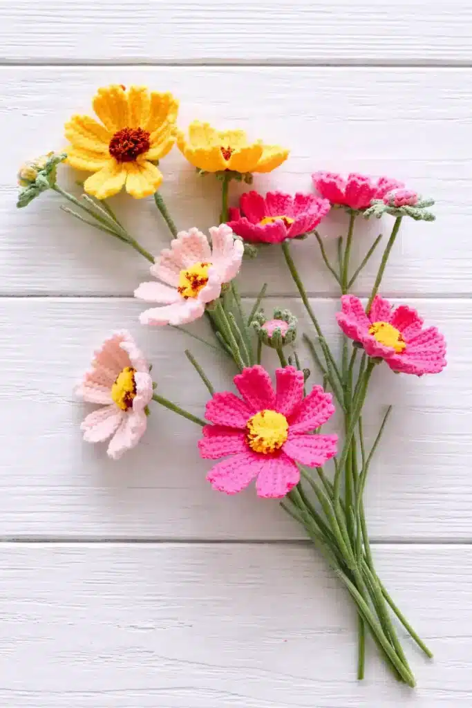 crochet cosmos flower bouquet crochet project crochet project detail 3