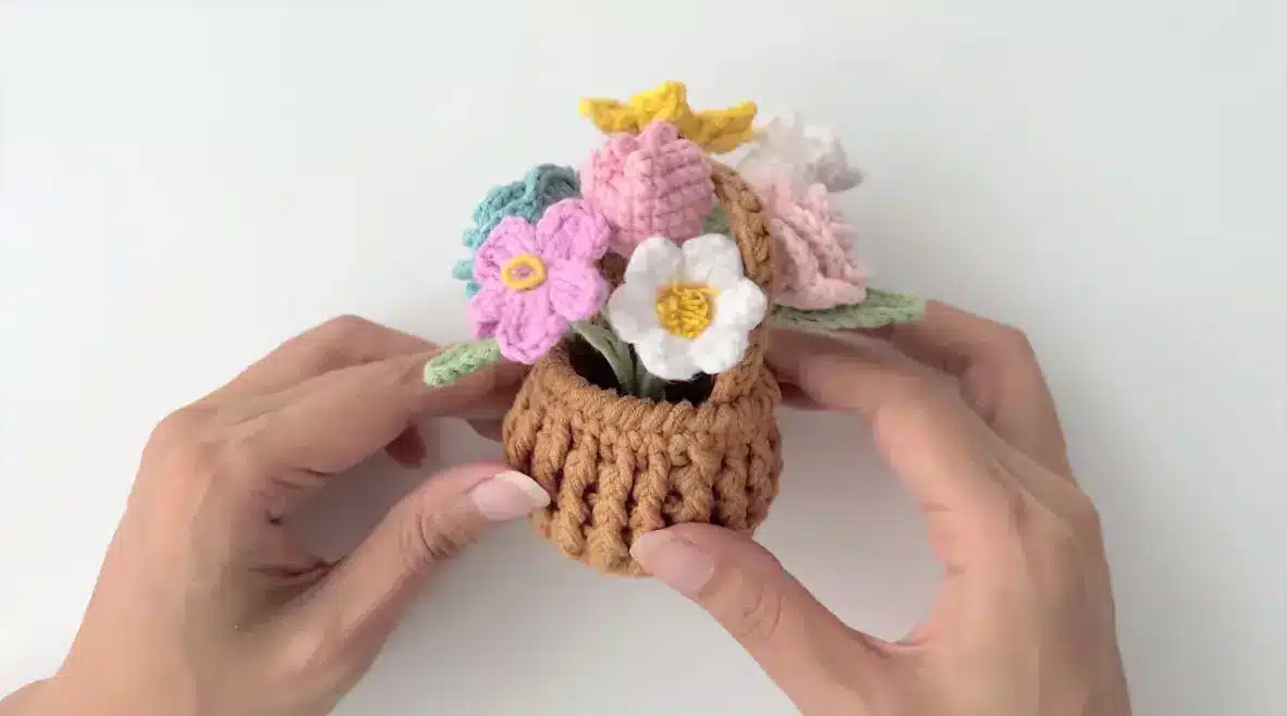 crochet flower basket car hanging crochet project crochet project detail 5