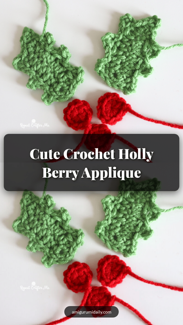 crochet holly berry appliqué crochet pattern