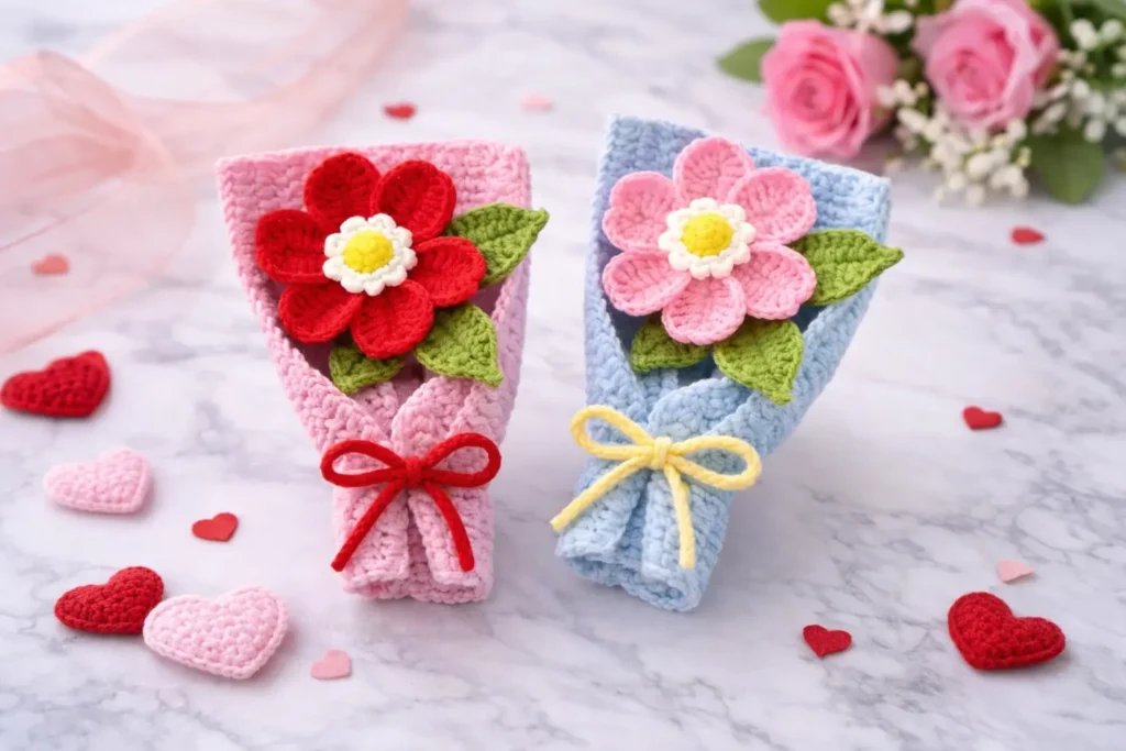 crochet mini flower bouquet - featured image