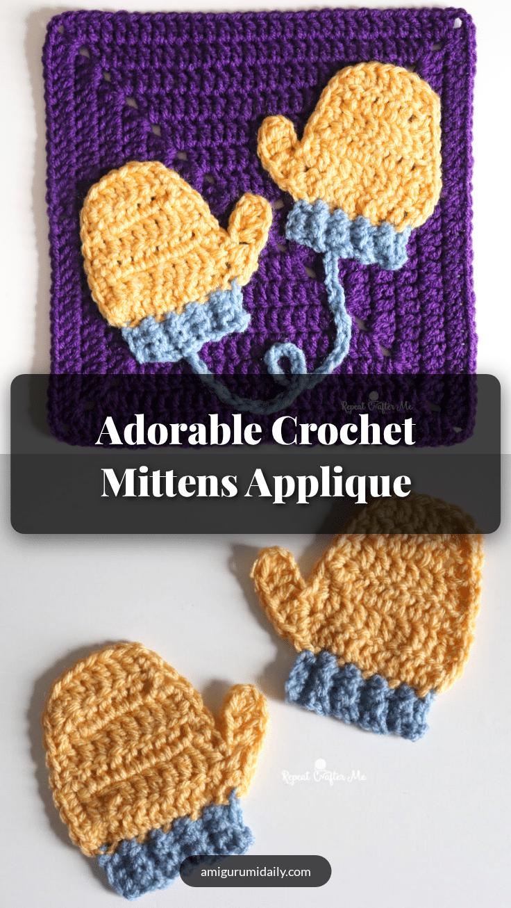 crochet mittens applique crochet pattern