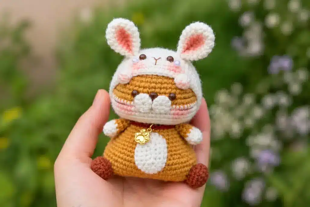 crochet tiger in bunny hood - featured image
