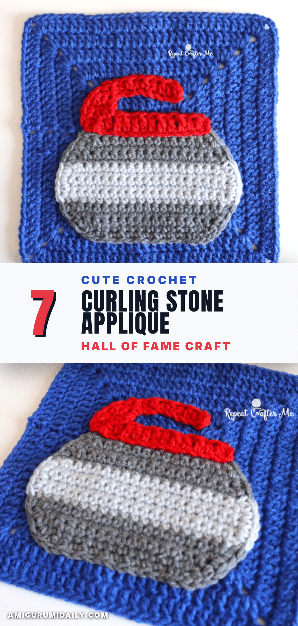 curling stone applique crochet pattern