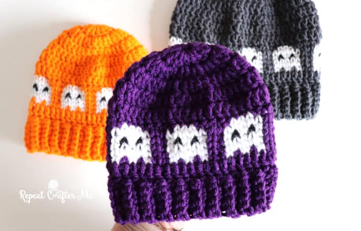 ghosts in a row crochet hat crochet project crochet project detail 2