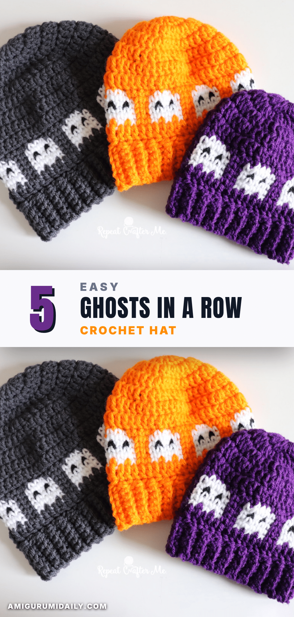 ghosts in a row crochet hat crochet pattern