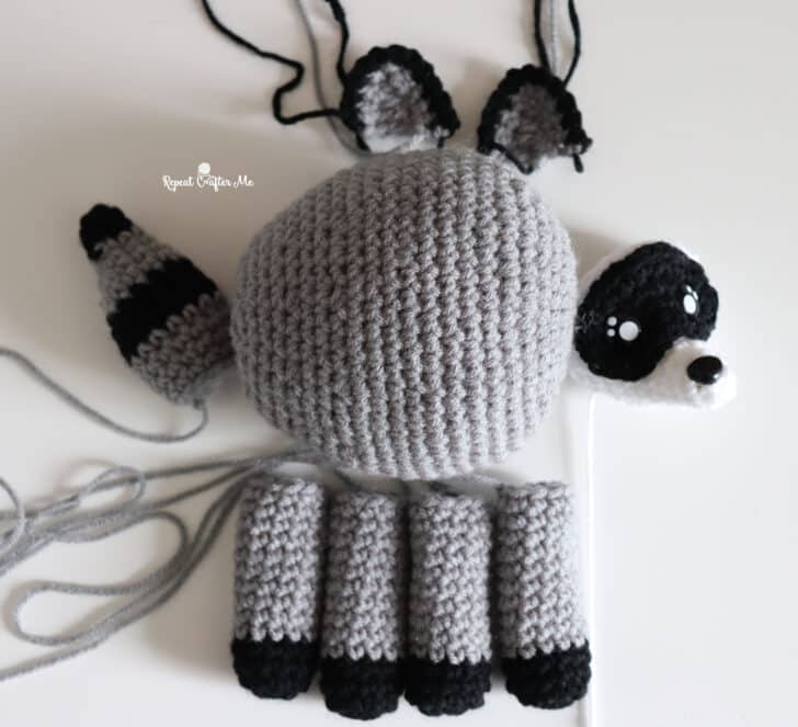 Jimothy Raccoon amigurumi crochet project crochet project detail 16
