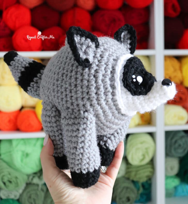 Jimothy Raccoon amigurumi crochet project crochet project detail 2