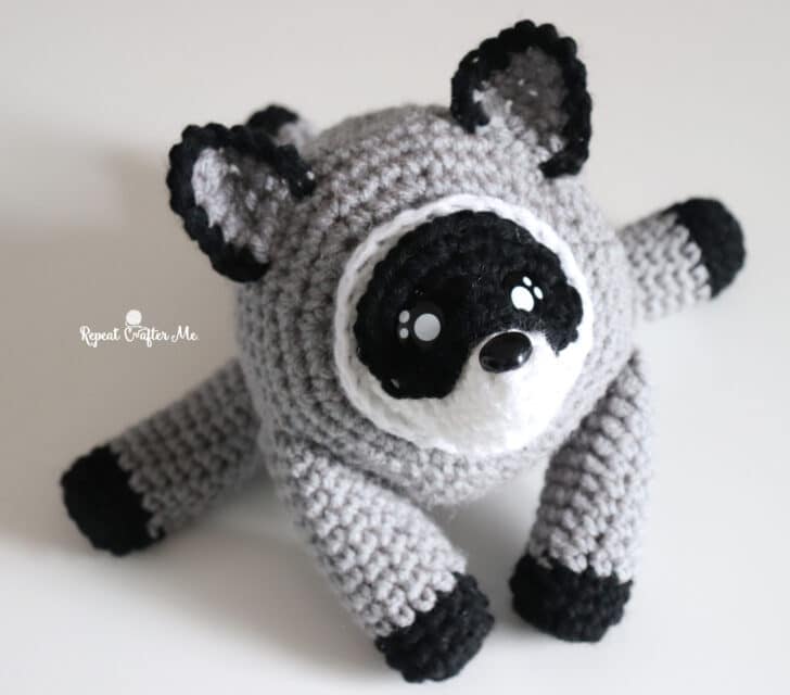 Jimothy Raccoon amigurumi crochet project crochet project detail 5