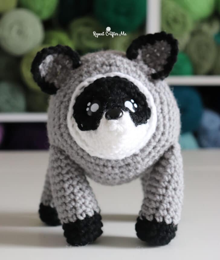 Jimothy Raccoon amigurumi crochet project crochet project detail 8