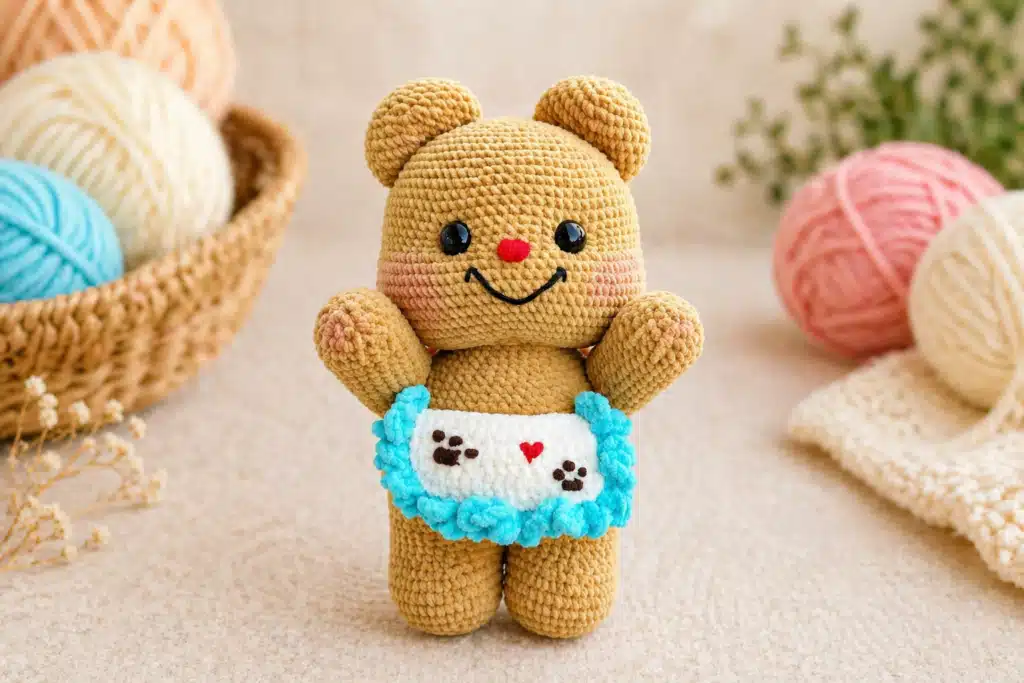 mini butter bear amigurumi pattern - featured image