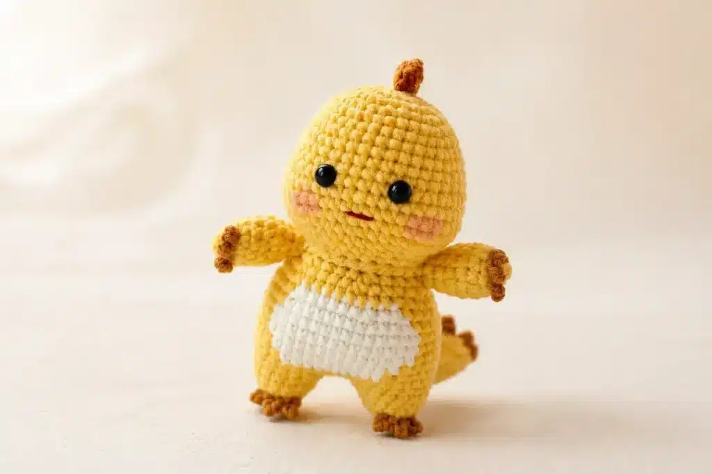mini milk dragon crochet pattern - featured image