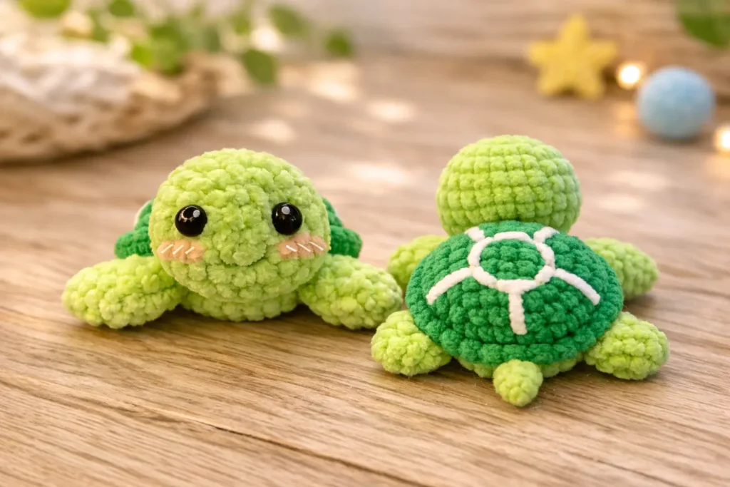 mini sea turtle crochet pattern - featured image