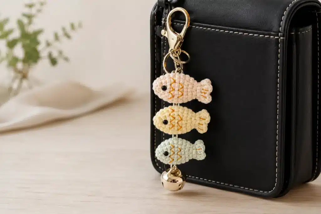 Mini Taiyaki Fish Crochet Charm - featured image