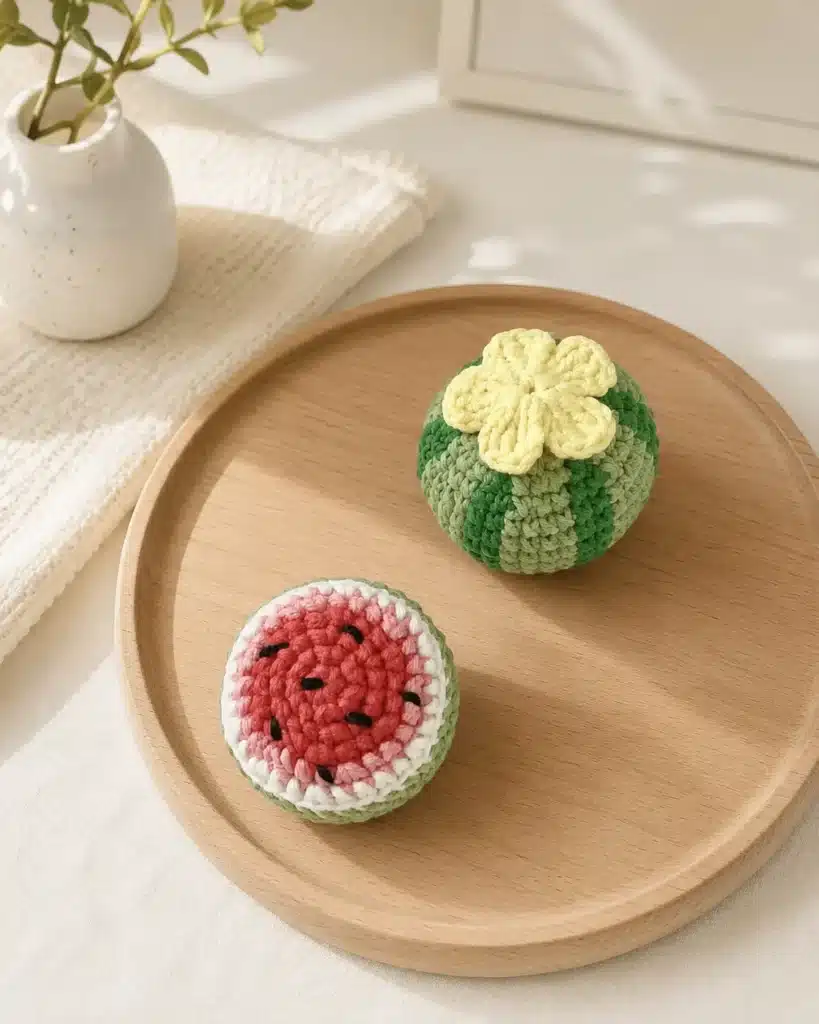 mini watermelon amigurumi keychain crochet project crochet project detail 1