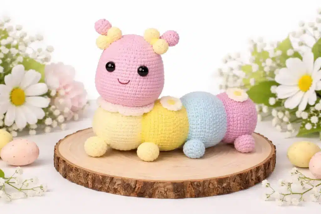 pastel caterpillar crochet pattern - featured image