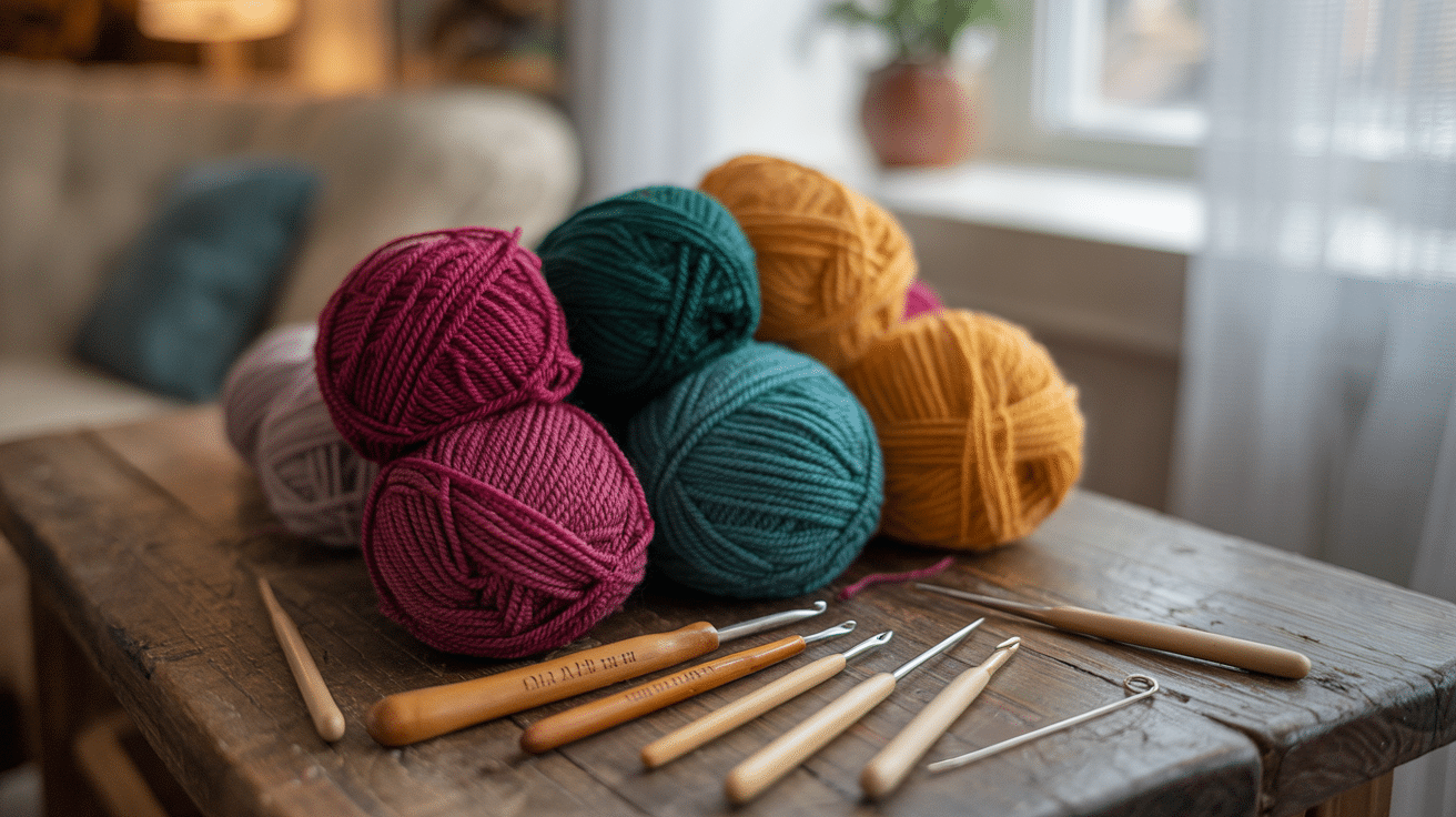 Colorful skeins of yarn