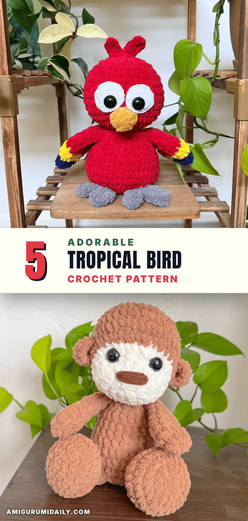 tropical bird amigurumi crochet pattern