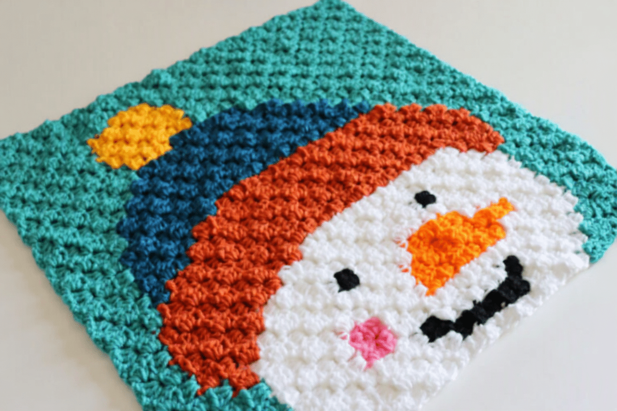 c2c snowman square crochet project crochet project detail 1