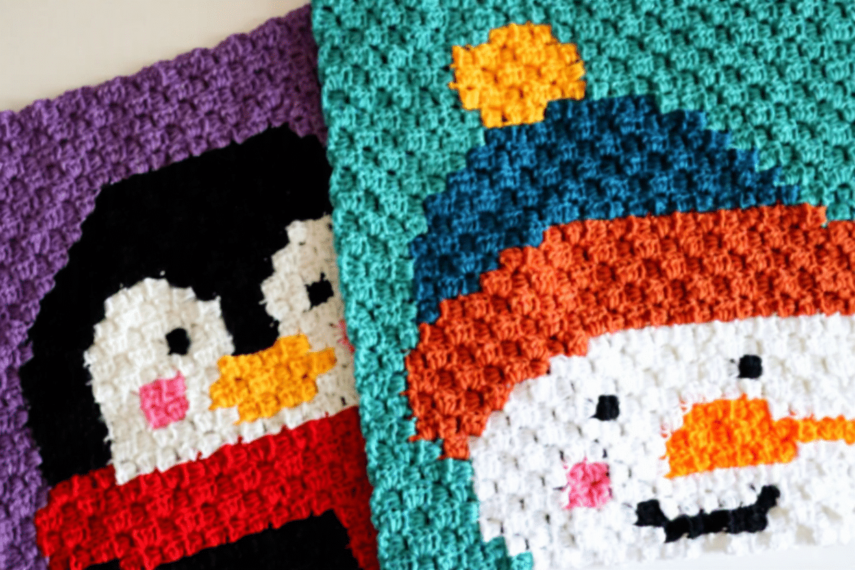 c2c snowman square crochet project crochet project detail 3