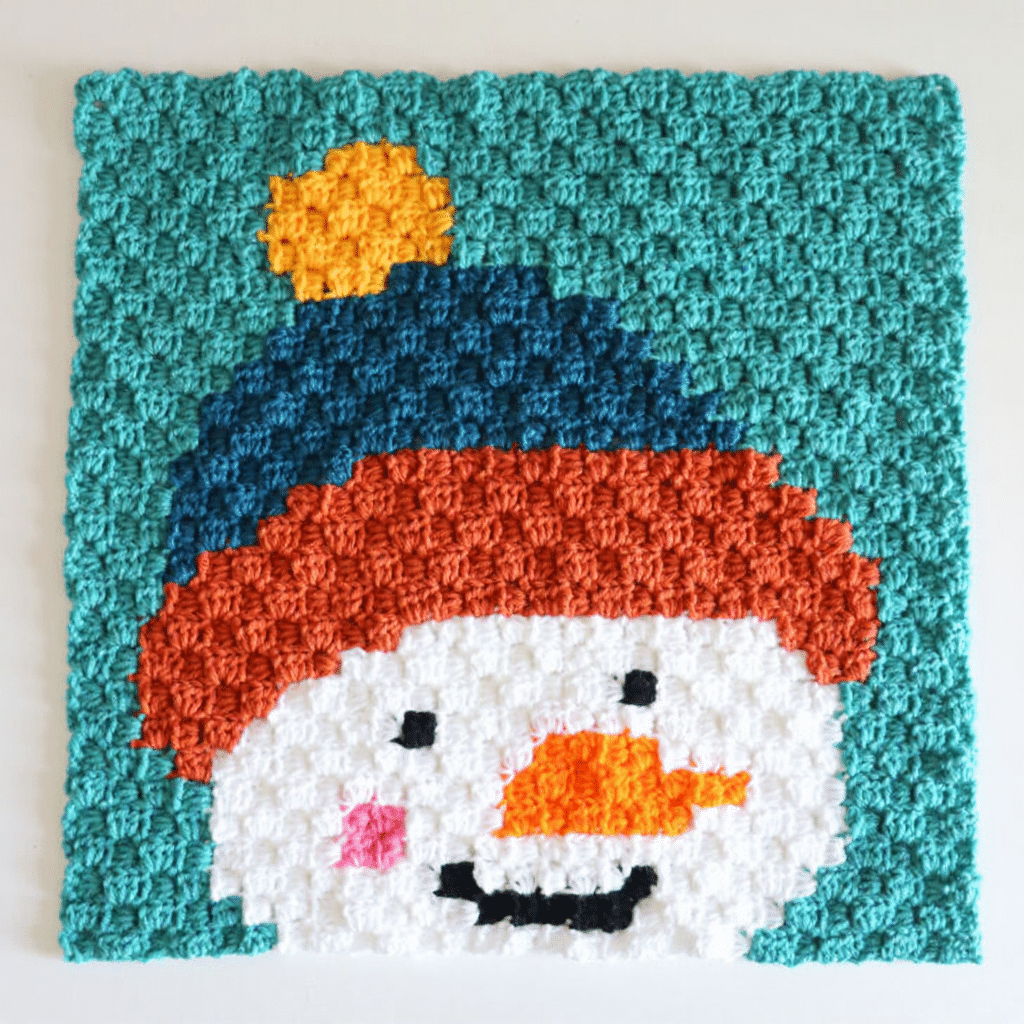 c2c snowman square crochet project crochet project detail 4