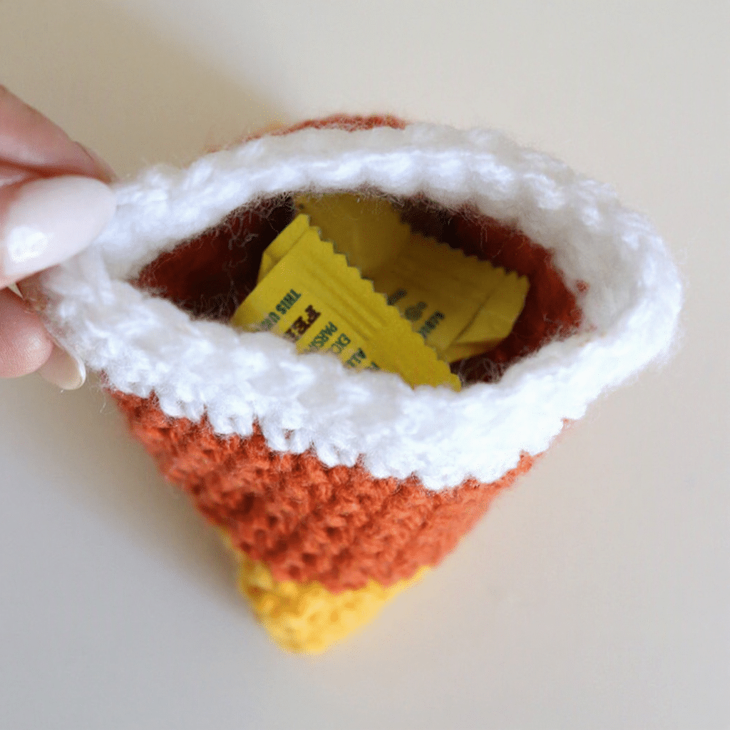 candy corn treat pouch crochet project crochet project detail 2