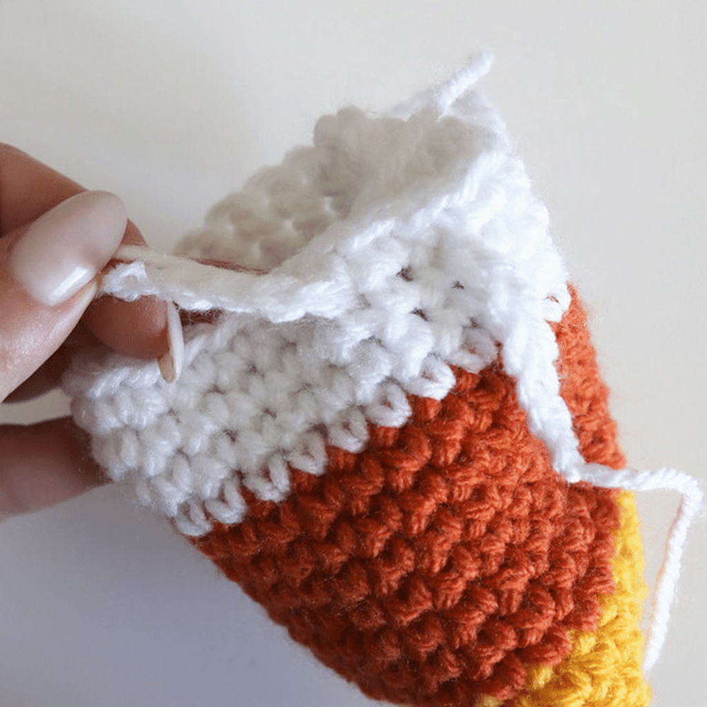 candy corn treat pouch crochet project crochet project detail 7