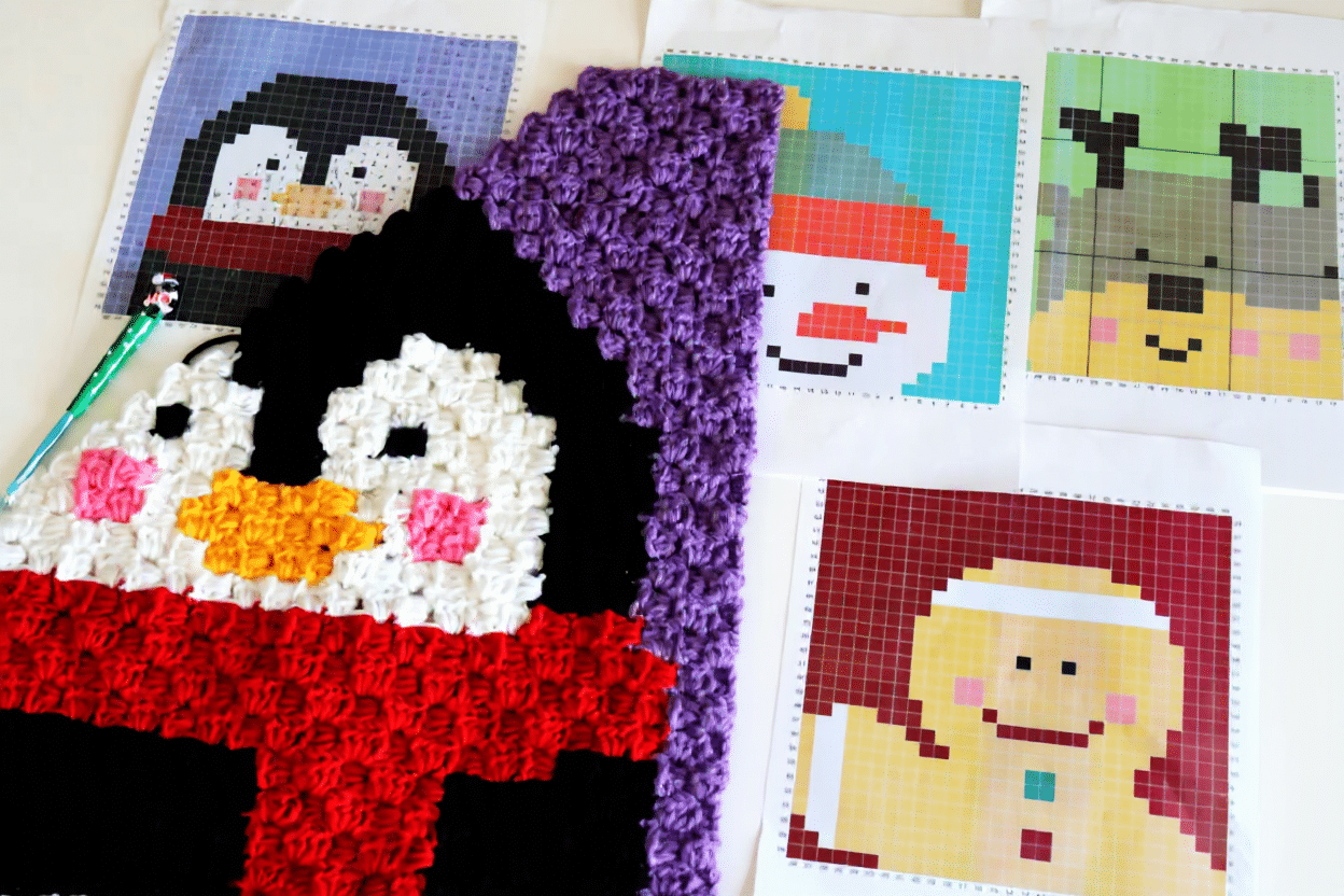 Christmas Penguin C2C Crochet Square crochet project crochet project detail 1