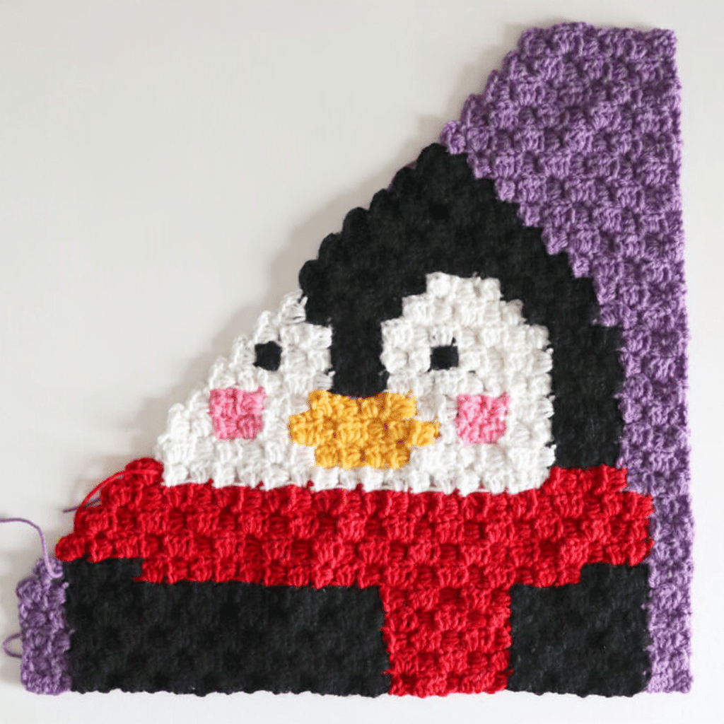 Christmas Penguin C2C Crochet Square crochet project crochet project detail 4