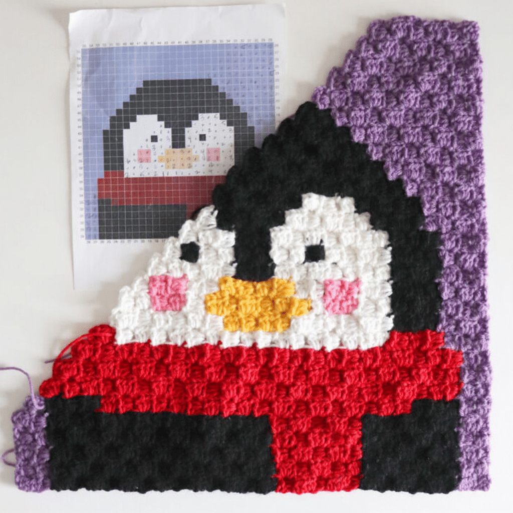 christmas penguin c2c crochet square crochet project crochet project detail 5