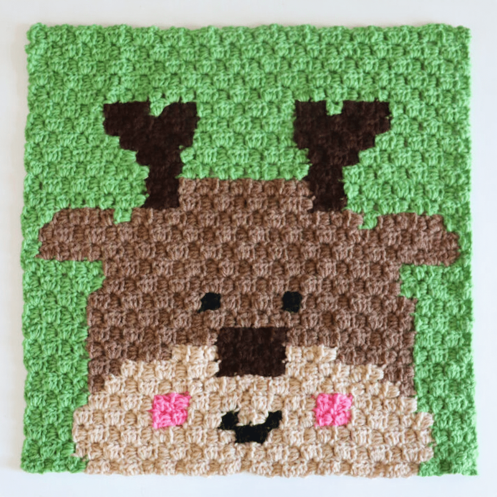 christmas reindeer c2c crochet square crochet project crochet project detail 1