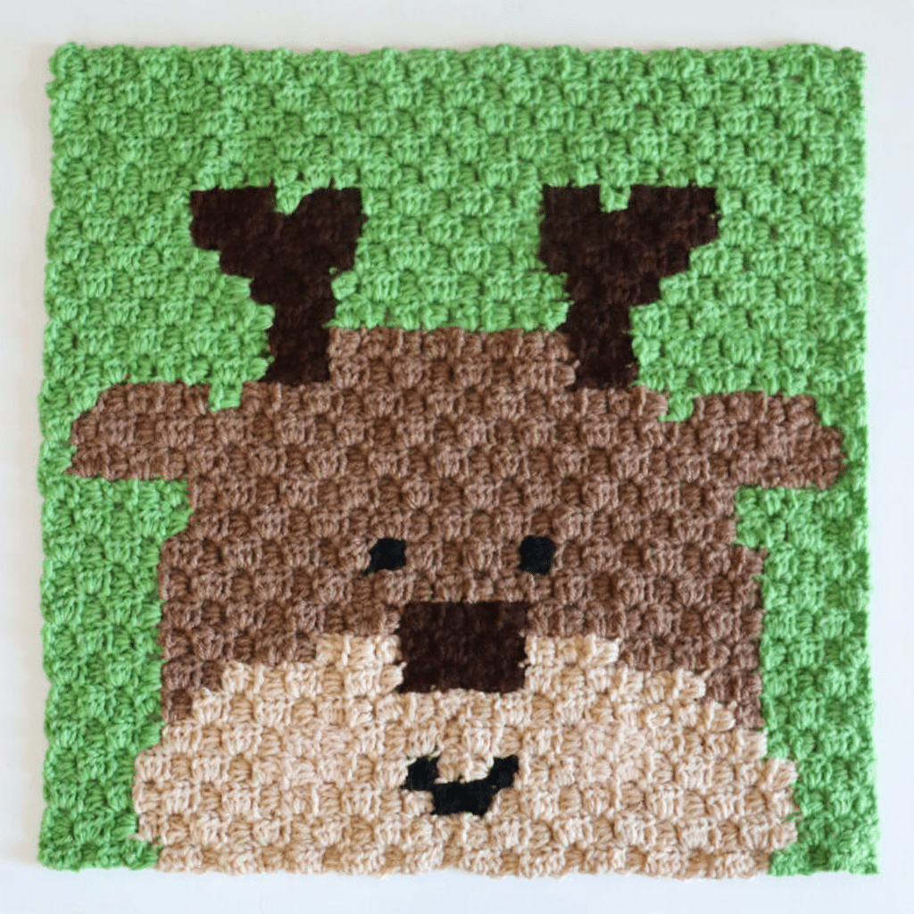 christmas reindeer c2c square crochet project crochet project detail 1