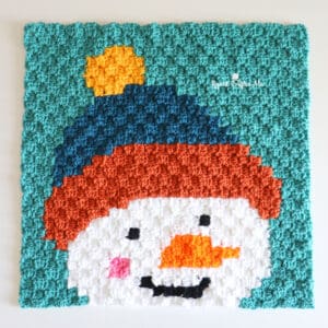 Christmas Snowman C2C Crochet Square - featured image