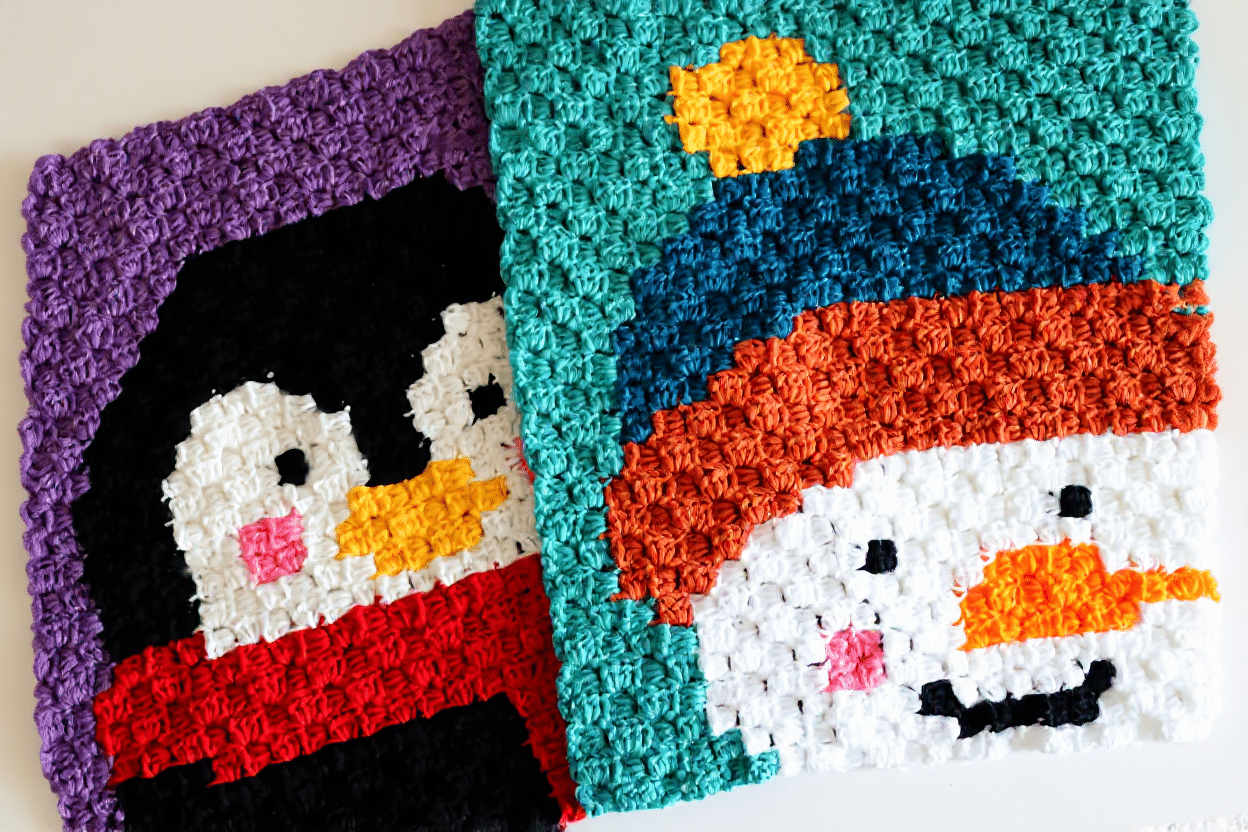 Christmas Snowman C2C Crochet Square crochet project crochet project detail 3