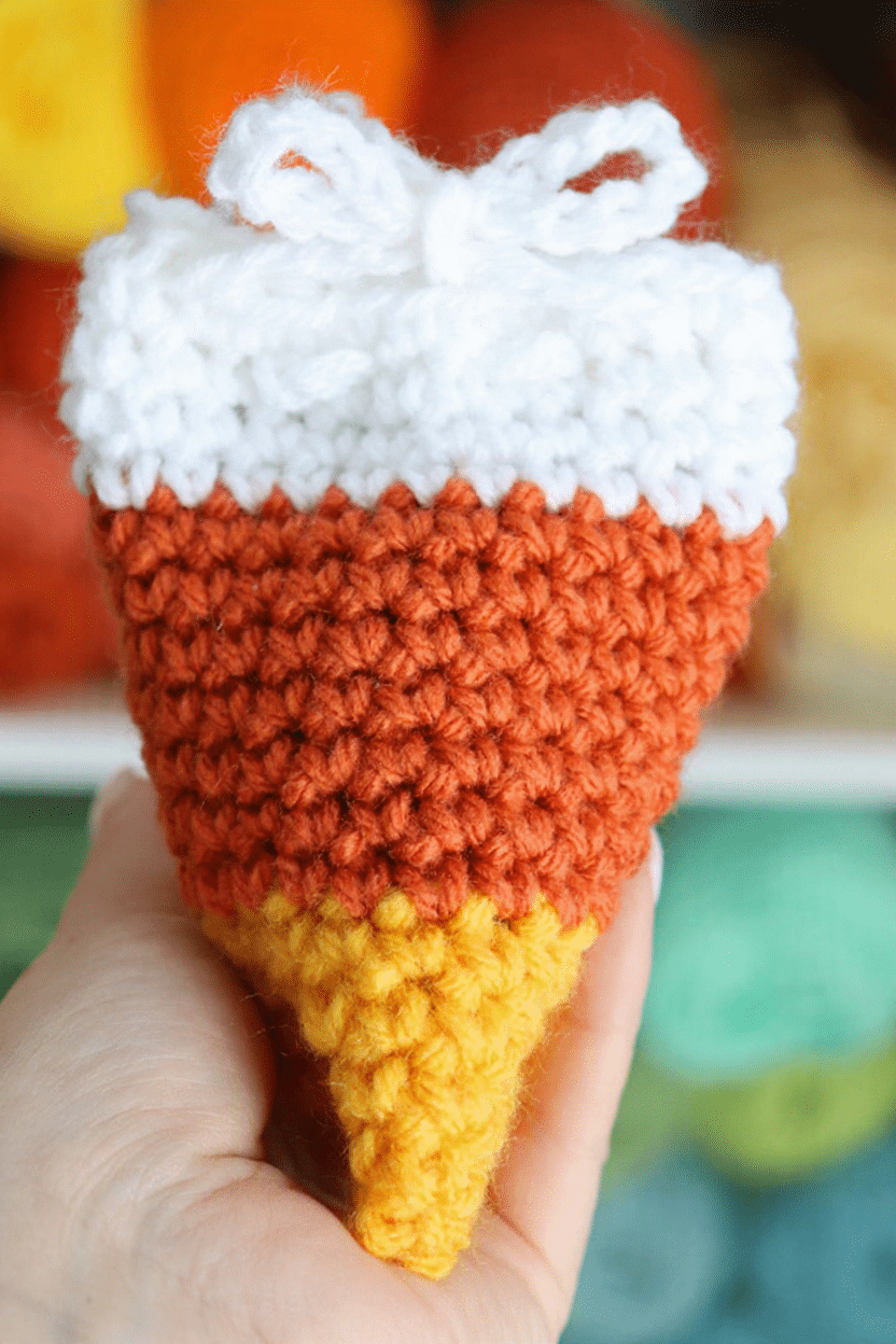 crochet candy corn treat pouch crochet project crochet project detail 6