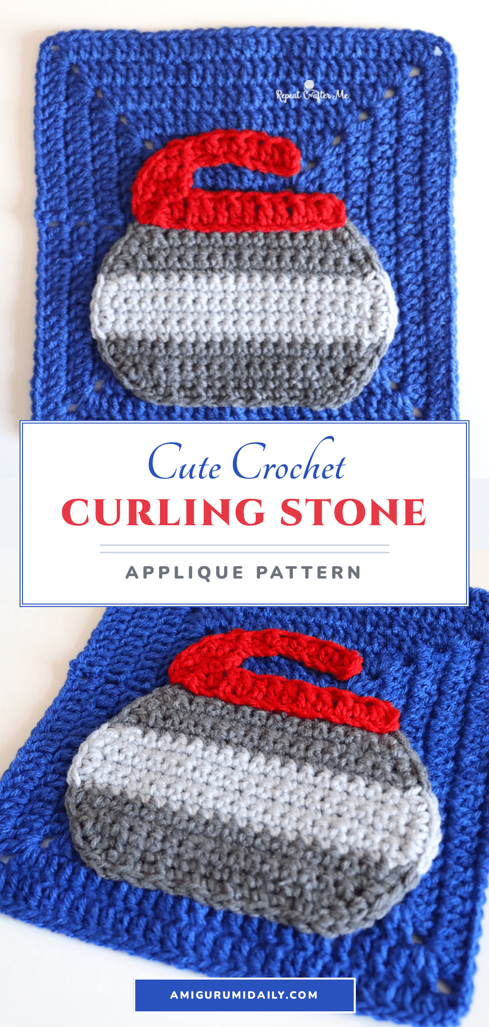 crochet curling stone applique crochet pattern
