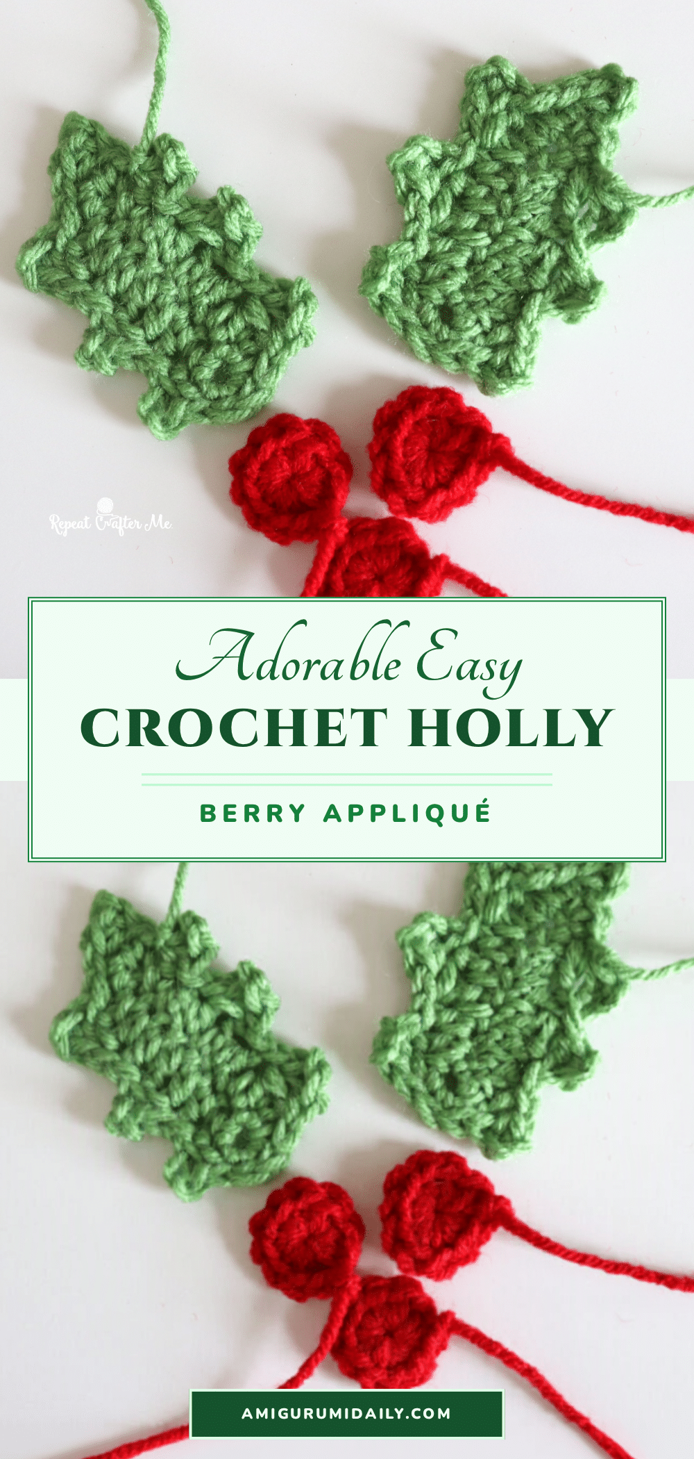crochet holly berry appliqué crochet pattern