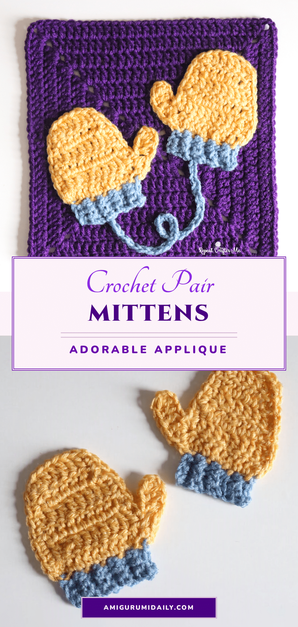 crochet mittens applique pattern crochet pattern