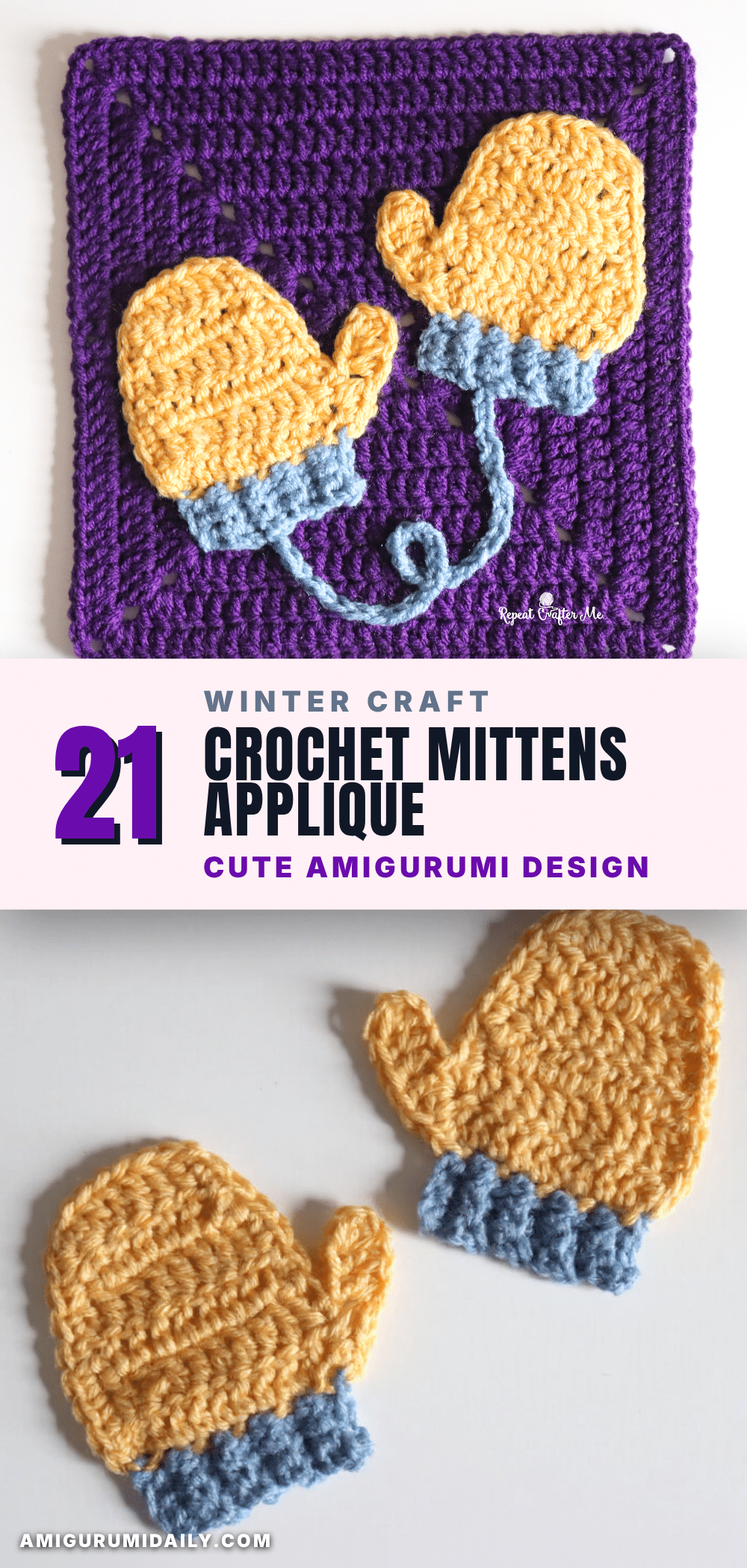 crochet mittens applique crochet pattern