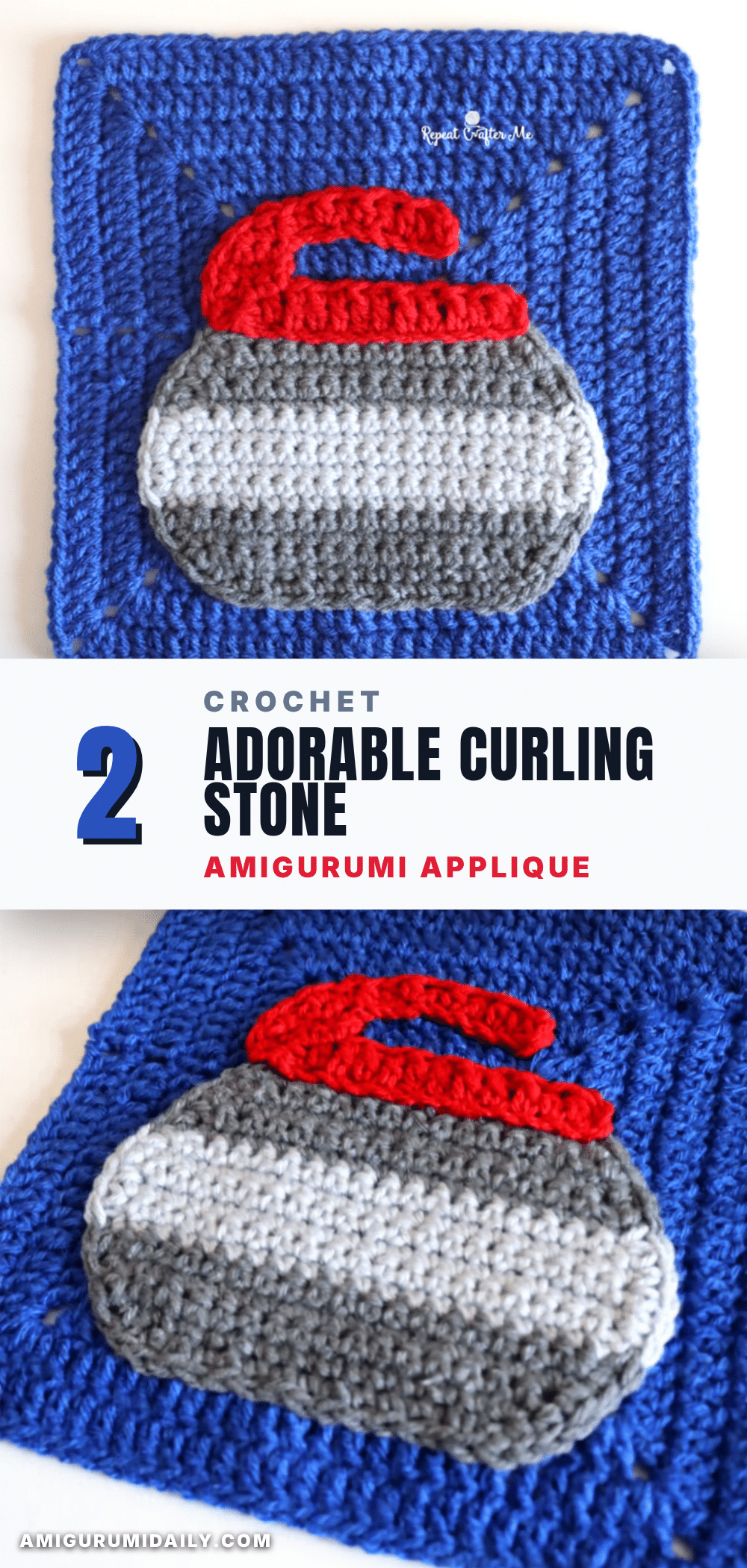curling stone applique crochet pattern