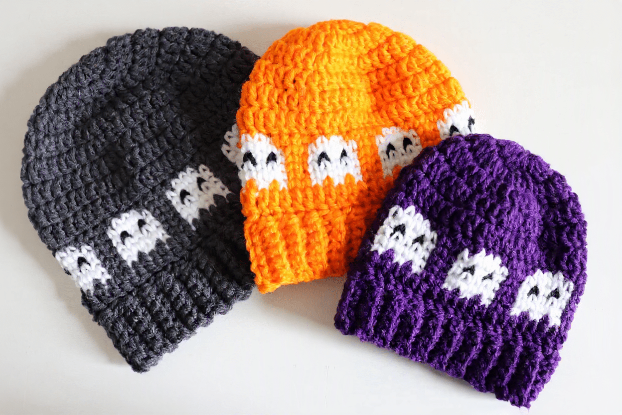 Ghosts in a Row Crochet Hat crochet project crochet project detail 1