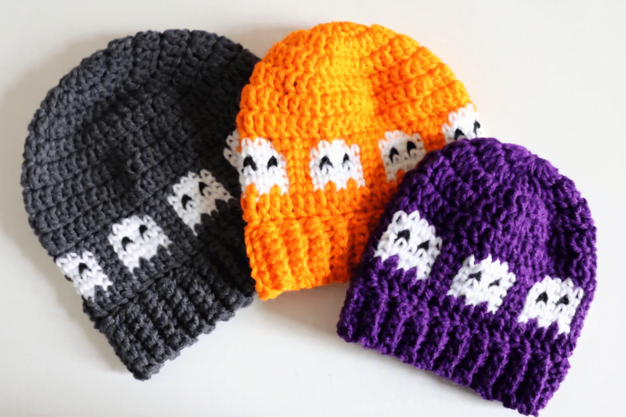 ghosts in a row crochet hat crochet project crochet project detail 1