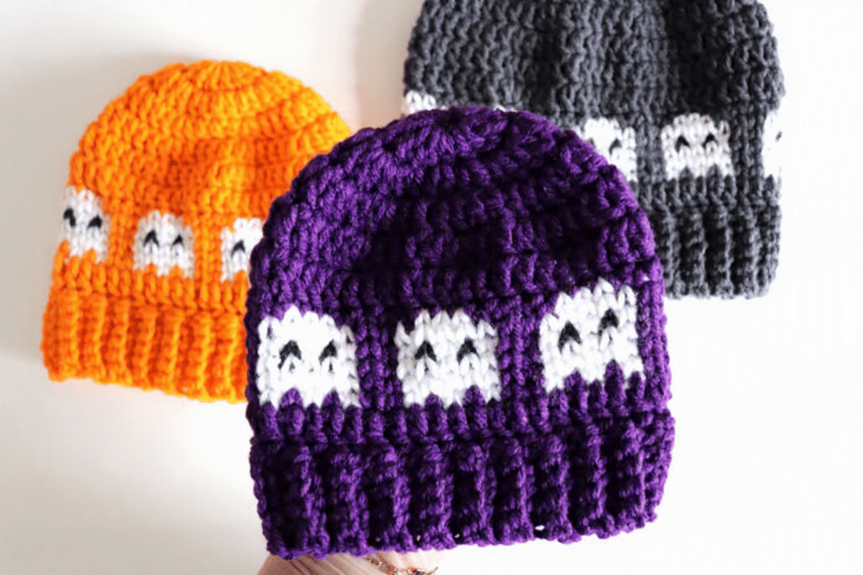 Ghosts in a Row Crochet Hat crochet project crochet project detail 2
