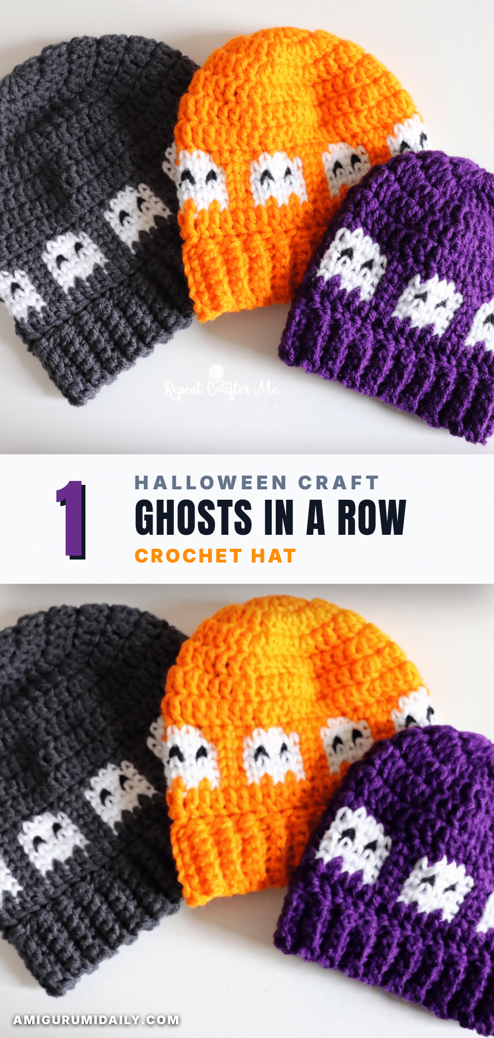 ghosts in a row crochet hat crochet pattern